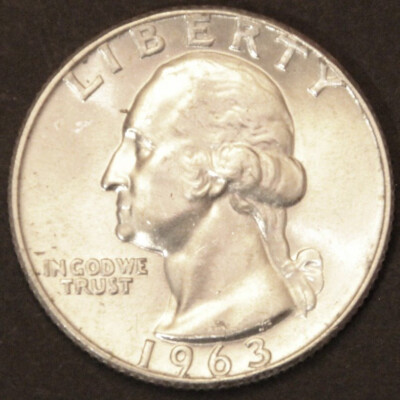 US Silver Quarter Dollar Washington Silber 1963 D - Bankfrisch, unzirkuliert