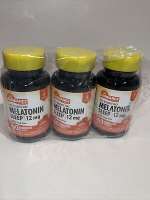 3 PAC Sundance MELATONIN 12 Mg Fast Dissolve MAX Support Regular Sleep Aid 60 Ta