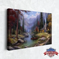 The Cabin at Mistveil Pass Wall Art, Canvas Print for Home Decor, Art Poster