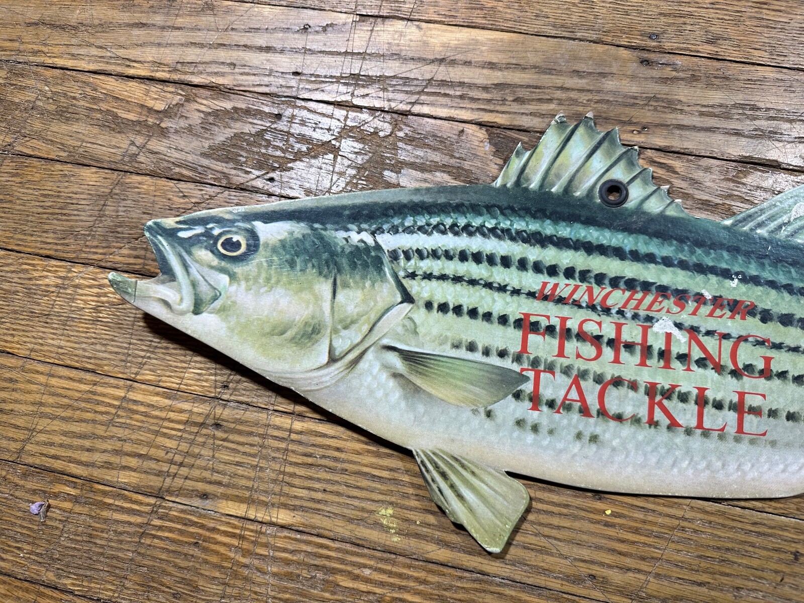 Winchester Fishing Tackle Sign Cardstock Bait Shop Advertising Fish NO