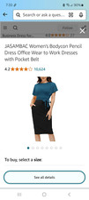 New 2XL Jasambac Blue Black Bodycon Pencil Dress Office Wear Colorblock Dress