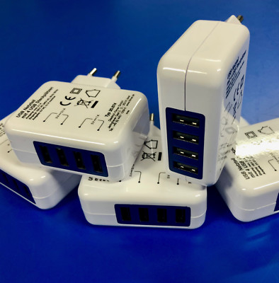 Ladegerät 220V mit 4 USB Ausgängen max 3.1A Netzteil Schnelllader für Handy usw