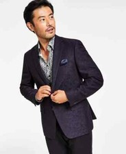  295 Alfani Men's, Slim-Fit Jacquard Blazer, Navy, 40L