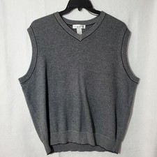 Cypress Links Vest Men's Large 100 Cotton Grey Cable Sweater Sportswear