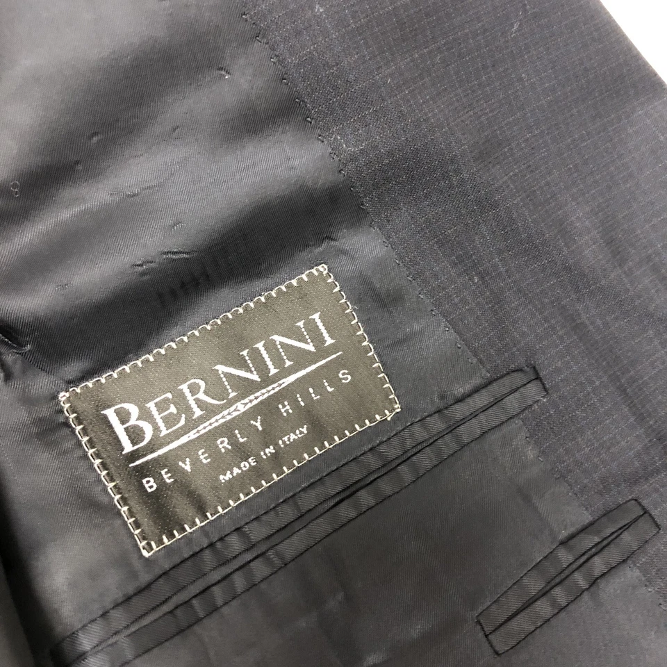 Canali Proposta Dark Navy BLUE Sport Coat GRID Check Jacket Wool Blazer 44 R - Image 4 of 4