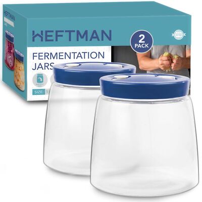 HEFTMAN Gärglas 1L blau 1-fach Entlüftung luftdicht verschließen 2er Pack