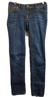 MEK Denim Embroidered Avalon Cigarette Blue Jeans Womens 28 31 x 31