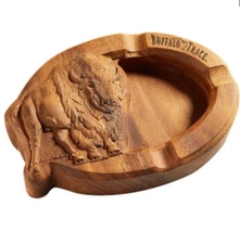 Buffalo Trace Carved Wooden Cigar Ashtray - New