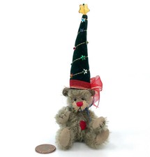 Little Gem Deb Canham Christmas Tree Hat Teddy Bear Mohair Plush Mini 3.5in