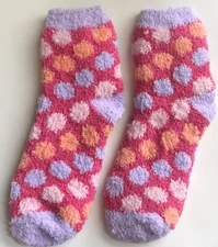 New In Package Mary Kay Pink & Purple Polka Dot Warm Comfy Fuzzy Socks