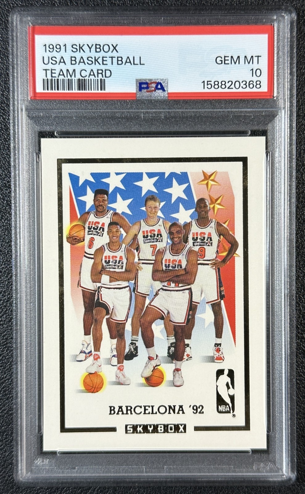 MICHAEL JORDAN LARRY BIRD PIPPEN PSA 10 1991 SKYBOX USA BASKETBALL DREAM TEAM
