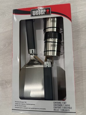Weber Smashed Burger Set - burger press, patty paper, wide spatula, 2 spice shak