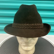 Vintage Stetson Imperial Fedora Hat 7 3/8 Brown Felt Braided Leather Band USA