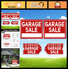 6 Pcs Garage Sale Signs with Stakes, 2 Foldable Extra-Large Garage Sale Signs
