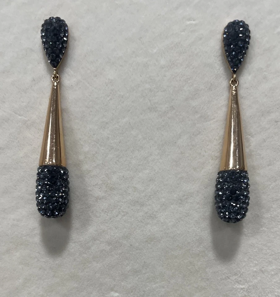 PENDIENTES COLGANTES CISNE SWAROVSKI CRISTAL CIPRÉS PLACA ORO ROSA PIERCE Foto 2 de 4