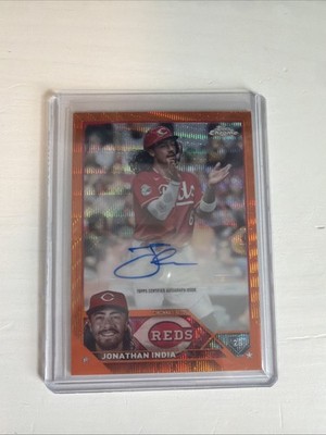 2023 Topps Chrome Update Jonathan India Auto Orange Wave /25