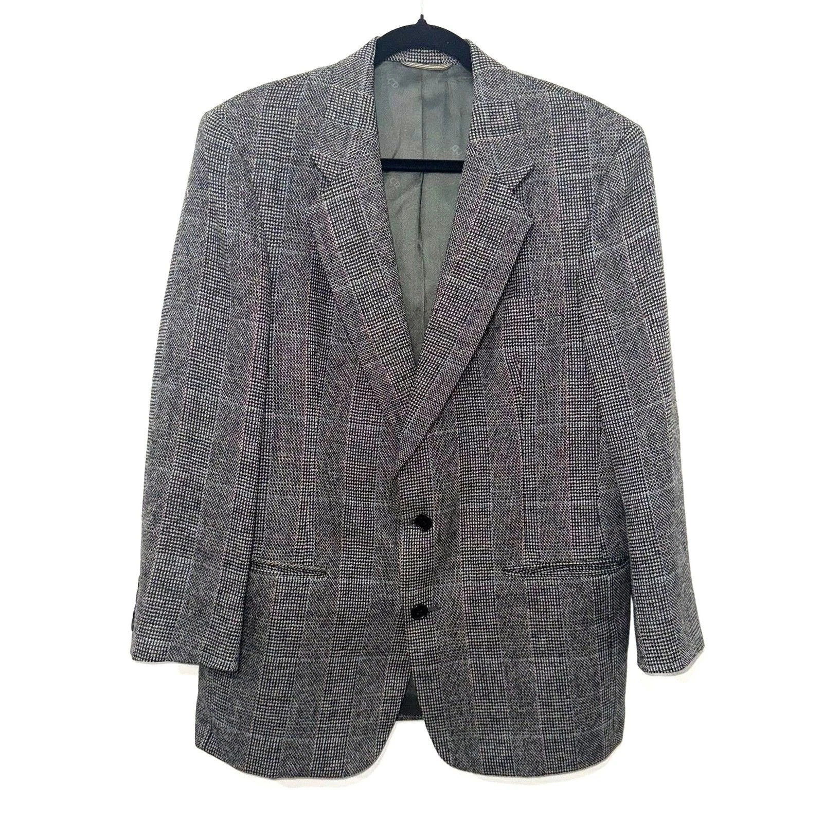 Blazer a quadri in pura lana Chrisian Dior Monsieur Nero Bianco Blu Rosso 41S