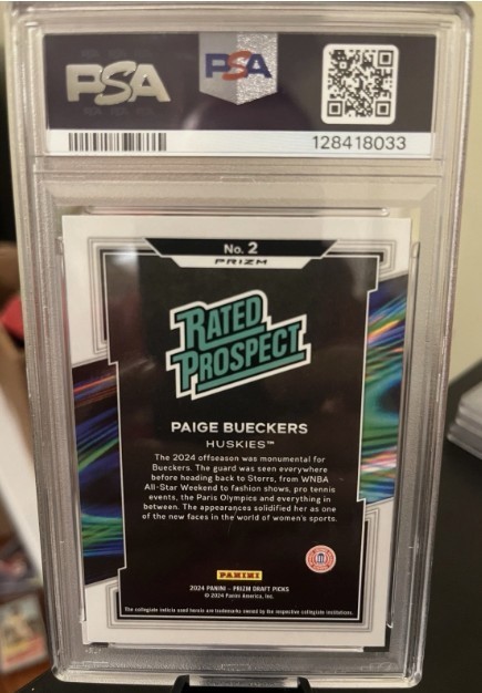 2024 Prizm Draft Picks Paige Bueckers Rated Prospect Red Ice PSA 9 view 2