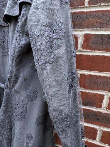 Burberry Prorsum Ladies Laced Floral Trench Coat Grey UK8 US6 EU36 Military Brit - Picture 20 of 24