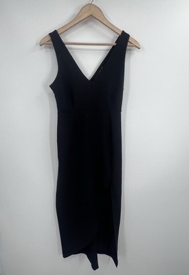 Abercrombie & Fitch Black V-neck Slit Bottom Maxi Dress S Minimalist Capsule 