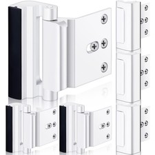 Home Security Door Lock Reinforcement Child Proof Inside Lock White 6 PCS