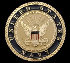 OB20101 NOS VINTAGE 1980s  UNITED STATES NAVY  MILITARY GOLDTONE BUCKLE