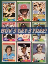 BUY 3, GET 3 FREE 1981 TOPPS BASEBALL YOU PICK #601 - #726 $0.99 Ship Unltd. Qty