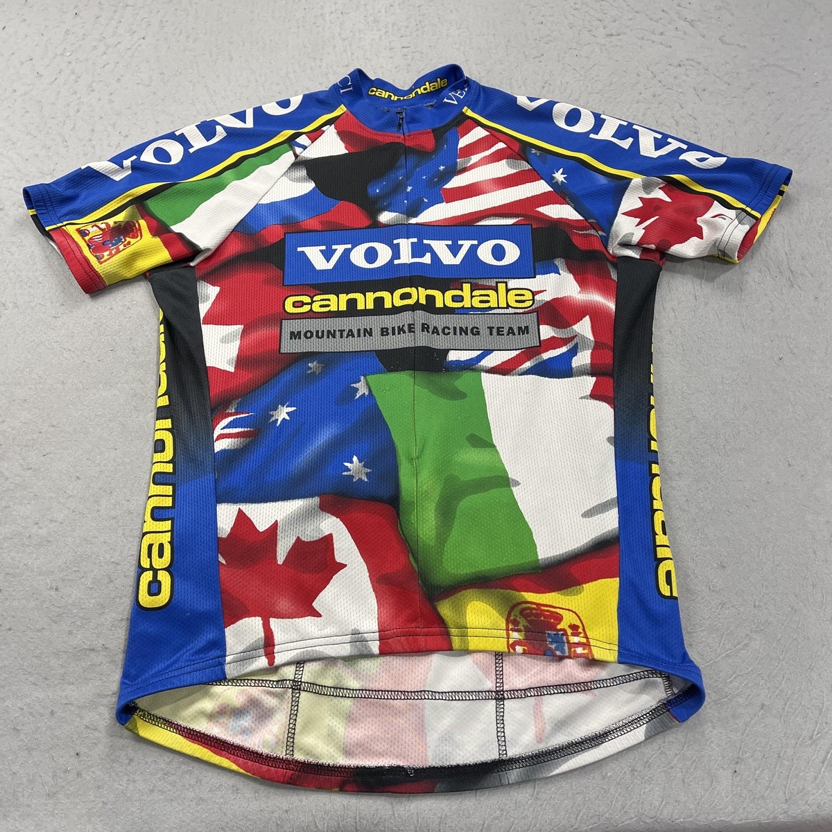 VINTAGE Cannondale Volvo MTB Team Cycling Jersey Mens Medium Flags