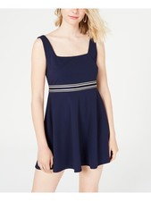 TEEZE ME Womens Fit + Flare Mini Dress Navy Sleeveless Party Juniors 12