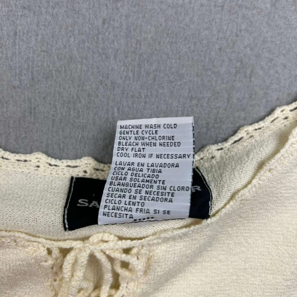 Sag Harbor Sweater Womens XL Ivory Acrylic Short Sleeves Lightweight Top Foto 4 de 4