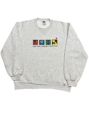 Vintage 90s APPLE EARLY LANGUAGE CONNECTIONS Computer RARE sweatshirt SIZE L 