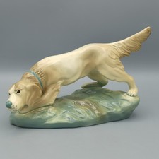 Seltene Art Déco Jagdhund Setter Figur Porzellan / Keramik  KK Wiener Keramik?