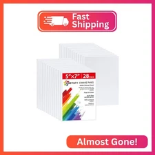 Simetufy 28 Pack Canvas Boards for Painting 5 x 7 inch, Blank Canvas Panels- Ges