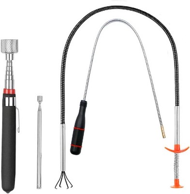 4 Pack Telescoping Magnetic Pickup Tools Flexible Grabber Claw & Magnet Set