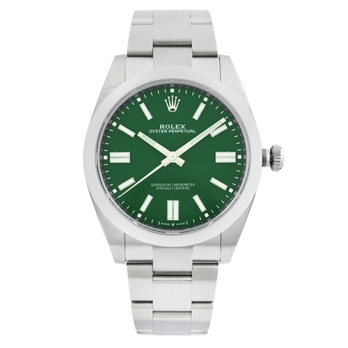 Rolex Oyster Perpetual 41mm Steel Green Dial Oyster Automatic Mens Watch 124300