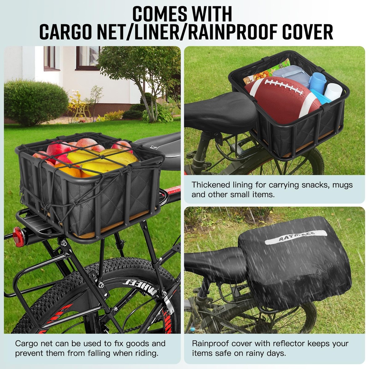 Basket Liner Huffy Foldable Solid Bicycle Basket Bike Basket Liner