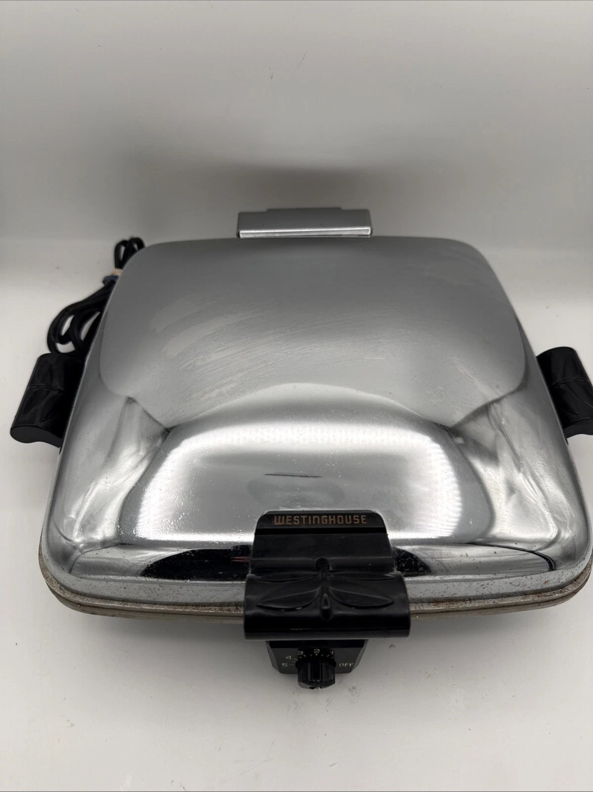 VTG MCM Westinghouse Waffle Baker Maker Chrome HW40T Clean TESTED USA