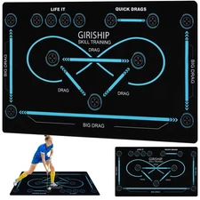 Field Hockey Training Mat 59" x 35.4" Quiet Indoor Dribbling Board for Contro...