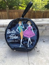 Vintage 1963 Barbie Midge Travel Pals Round Doll Case Mattel Original Black