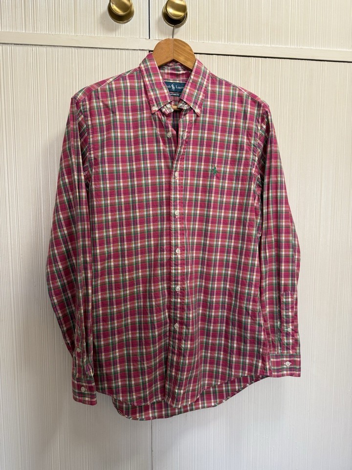 Ralph Lauren Men’s Size M 100% Cotton Custom Fit Check Shirt RRP $ 279.00