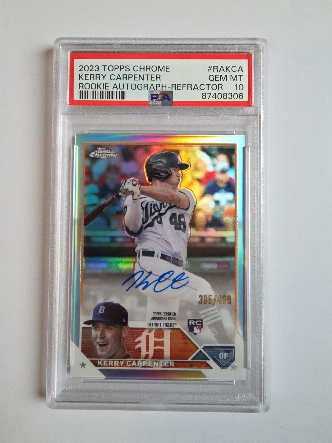 2023 Topps Chrome PSA 10 Kerry Carpenter Auto #RA-KCA Refractor 395/499