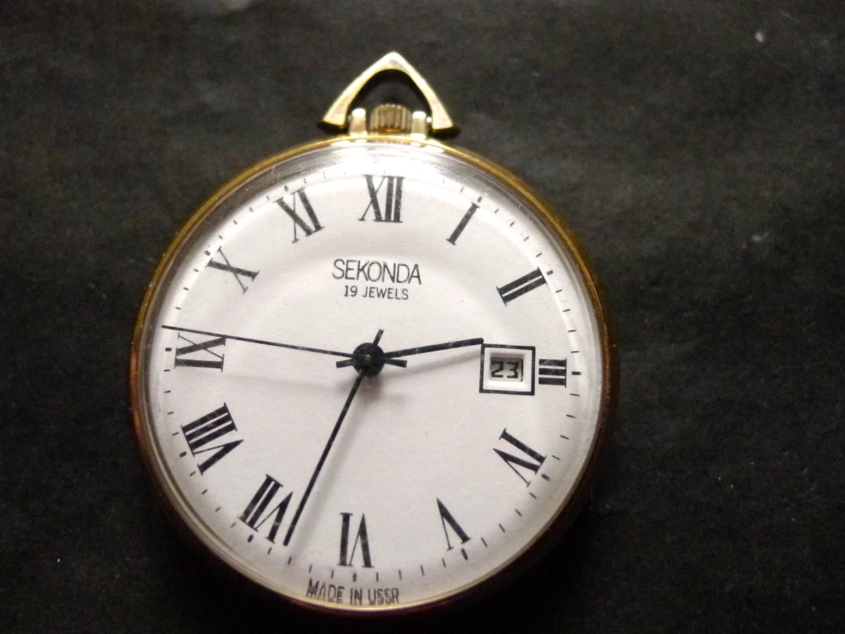 Reloj Bolsillo Sekonda 19 Joyas Esfera Blanca Delgado Dorado 40mm con Ventana de Fecha