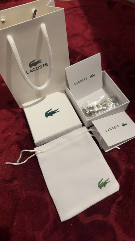 Bracelet Lacoste Argenté Acier Inoxydable Boîte Pochette - Imagen 3 de 4