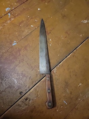 Vtg Chef's Knife Ontario Knife Co 11.5 In Blade 1953 Wooden Handle Multipurpose 