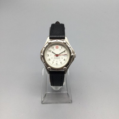 Wenger Genuine SAK Womens Watch 29mm White Dial Black Leather Swiss New Battery Wenger SAK Design Women Watch 29mm White Dial Two Tone 100M  main image 4