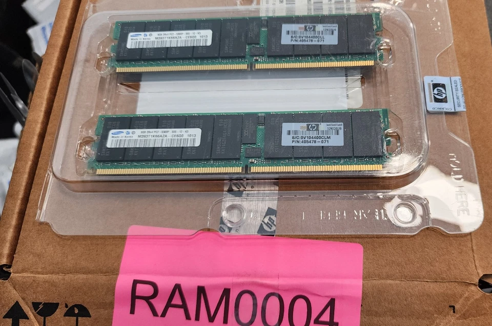 New Genuine OEM HP 408855-B21 405478-071 Kit 16GB REG PC2-5300P (2 x 8GB) - Image 2 of 4