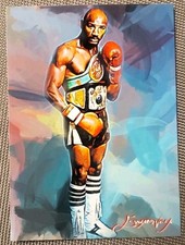 NICE 2019 Edward Vela Signed Autographed Marvin Hagler Boxing LE Card #2/50
