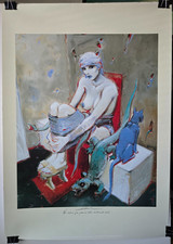 Rare Enki Bilal 1994 Signed Lithograph Bleu Sang Christian Desbois Ed Poster