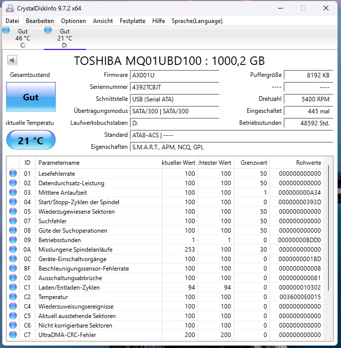 Toshiba HDTB110EK3BA STOR.E Basics 1TB externe Festplatte (2,5 Zoll) USB 3.0 - Bild 4 von 4
