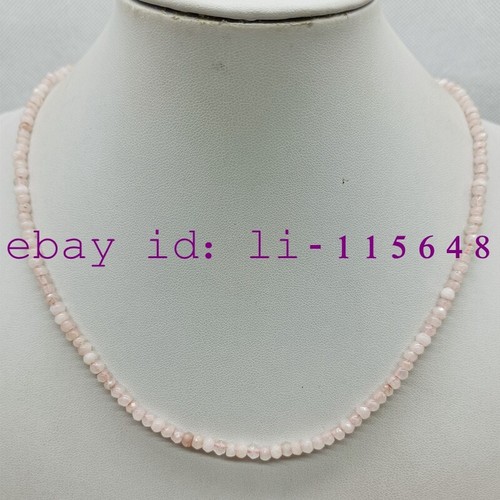 2x4mm Pink Faceted Jade Abacus Gem Bead Dainty Choker Necklace 20" Classic Gift